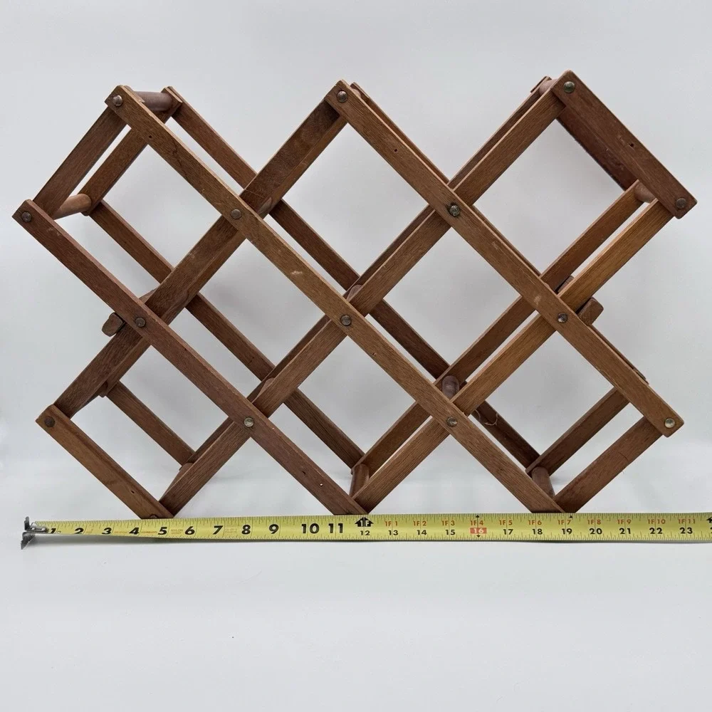 Wood Accordion Wall Rack 15 Hook Expandable Wall Mounted Hanger Retro Grannycore